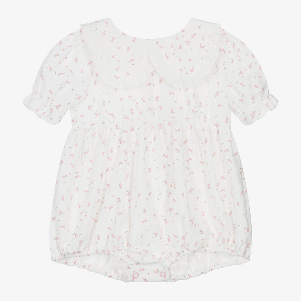 Jamiks Baby Girls Ivory Floral Organic Cotton Shortie
