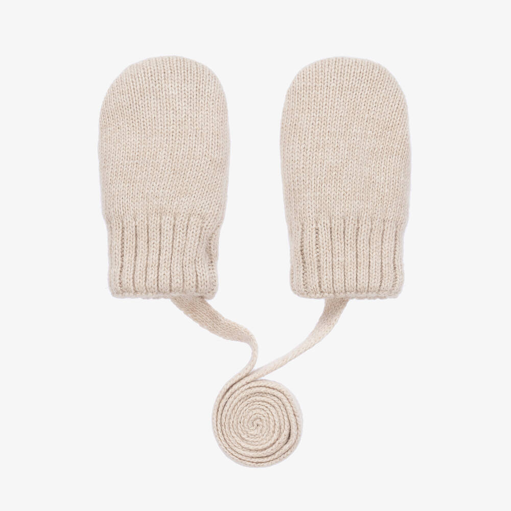 Jamiks - Beige Wool & Cashmere Baby Mittens | Childrensalon