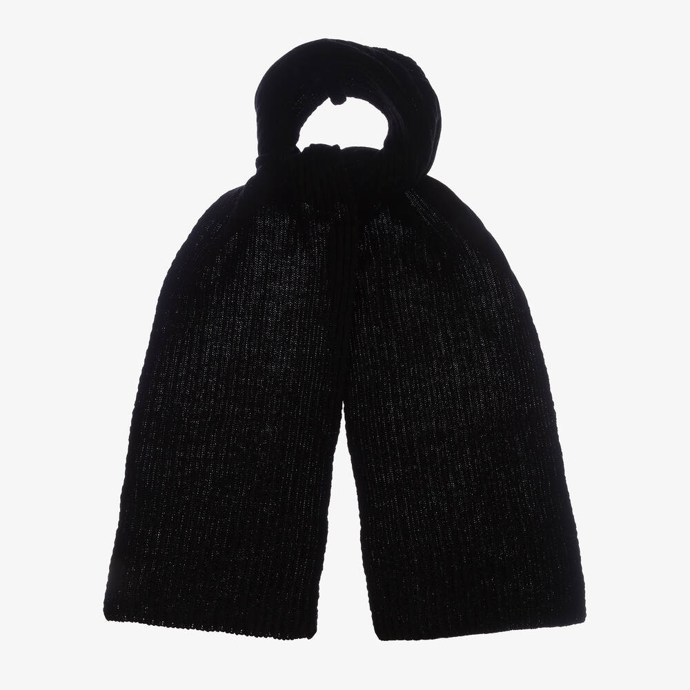 Jamiks - Black Wool & Viscose Knitted Scarf (190cm) | Childrensalon