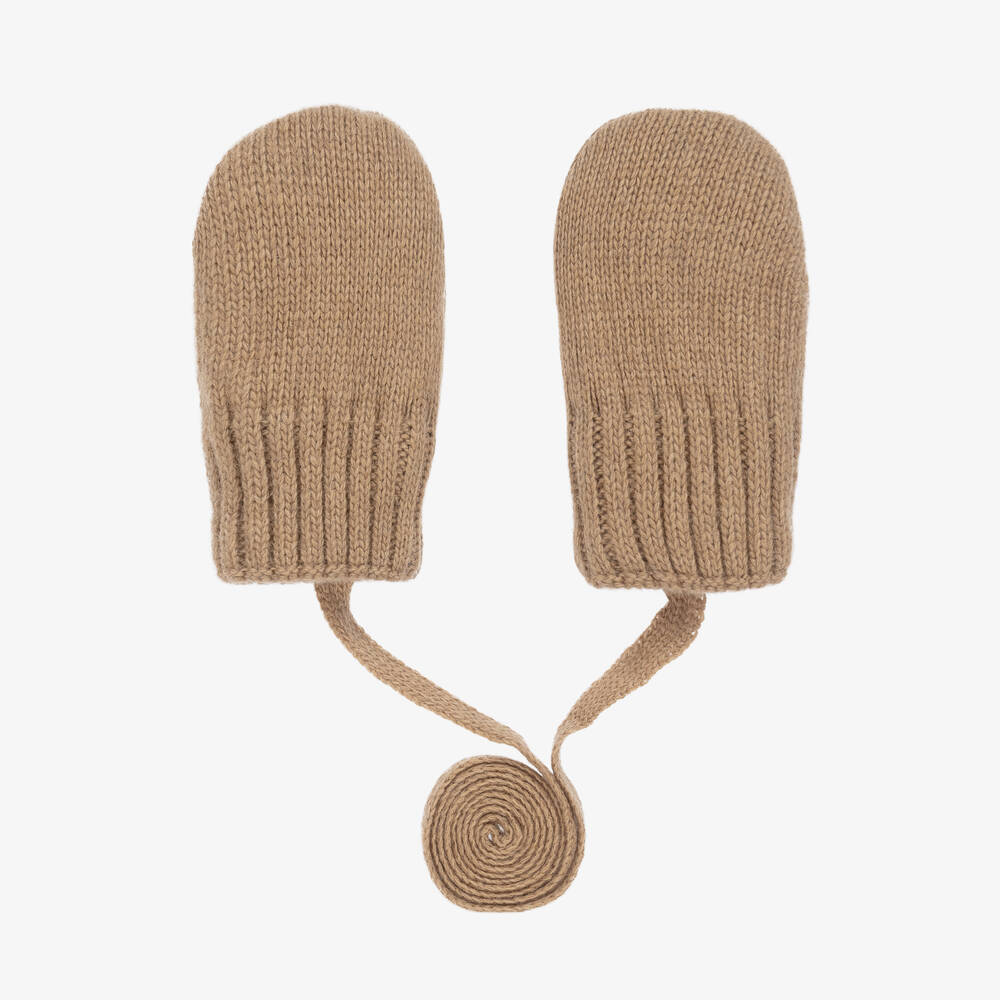 Jamiks - Brown Wool & Cashmere Baby Mittens | Childrensalon