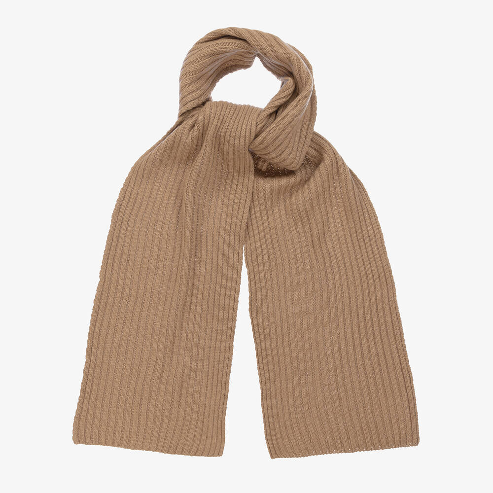 Jamiks - Brown Wool & Viscose Knitted Scarf (190cm) | Childrensalon