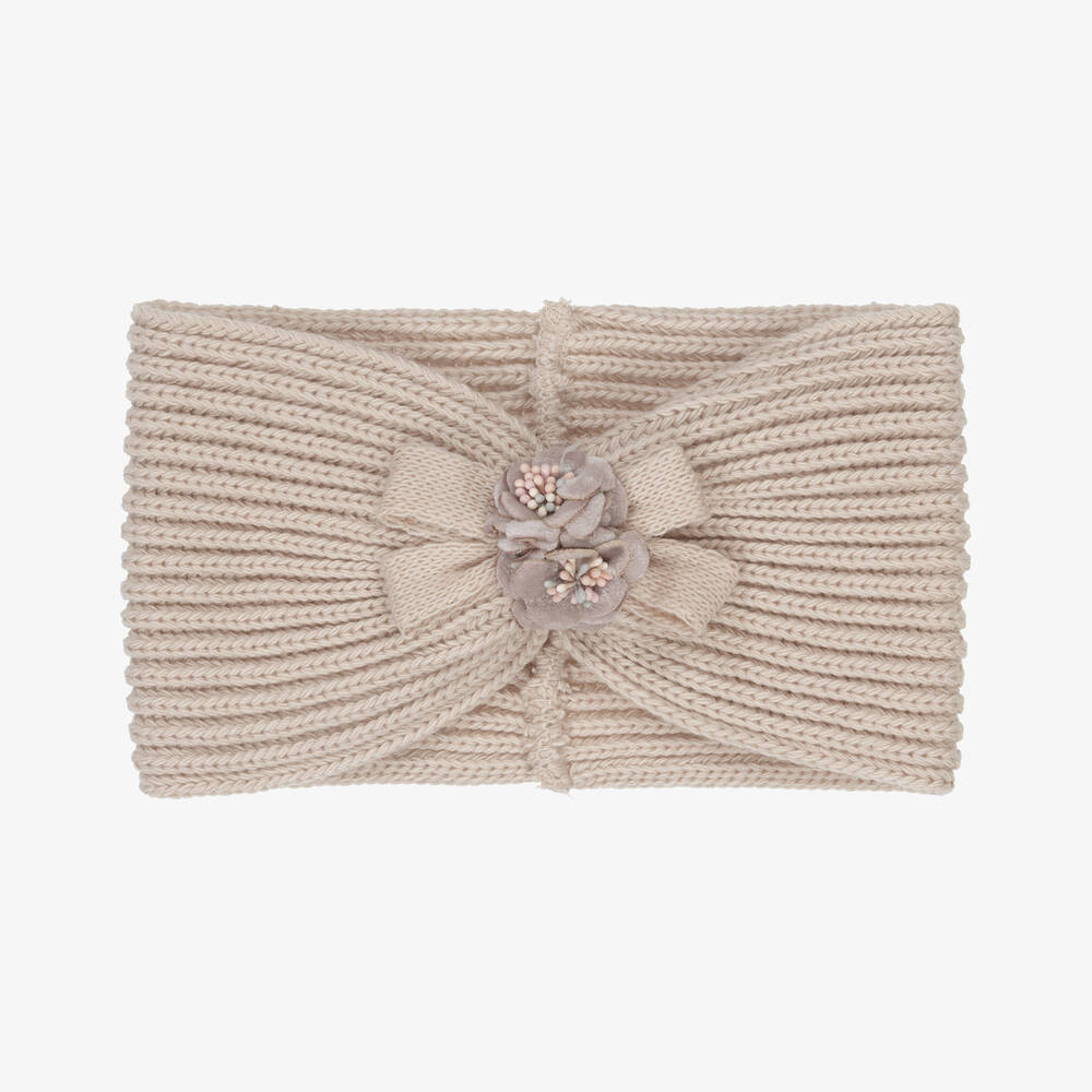 Jamiks - Girls Beige Knitted Headband | Childrensalon