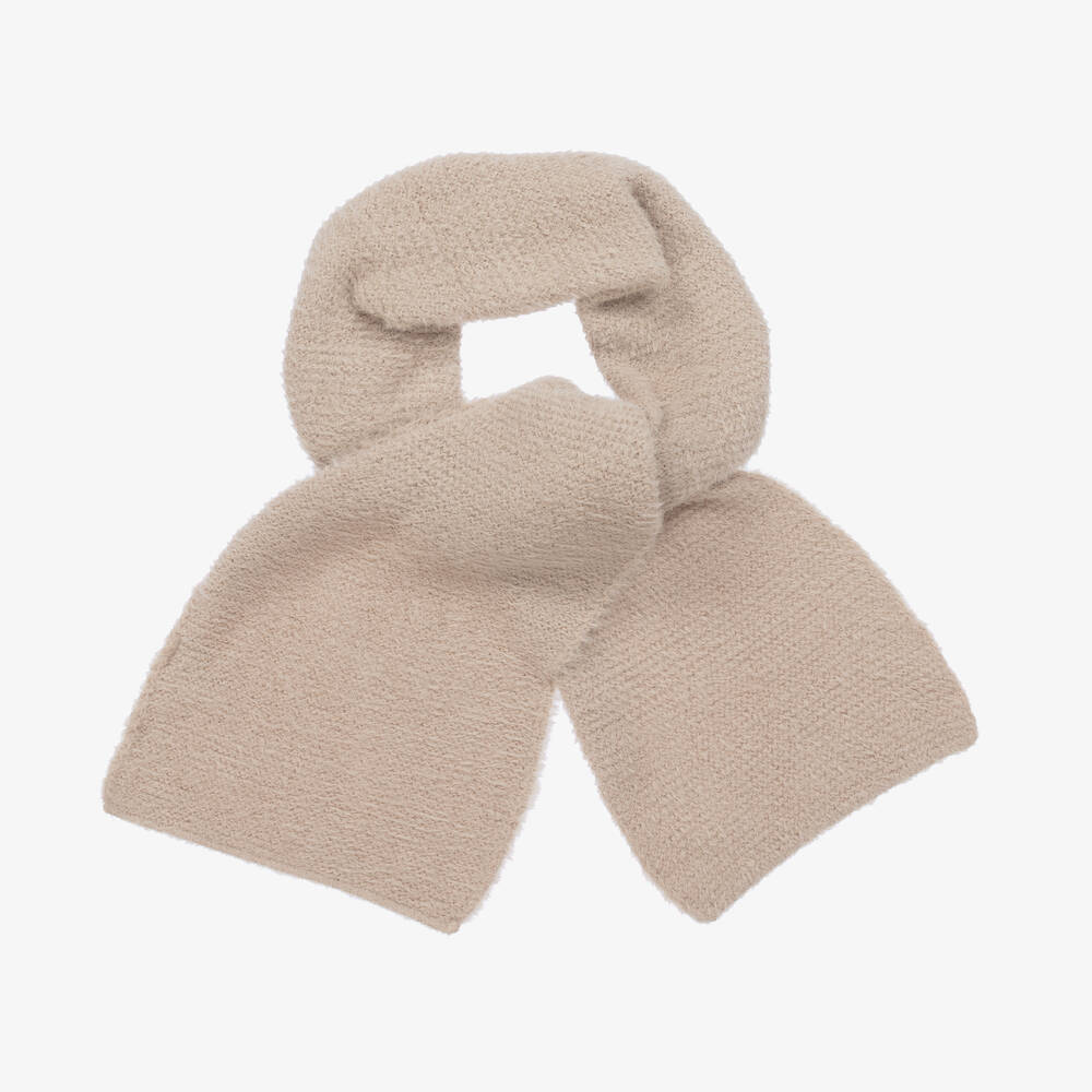 Jamiks - Girls Beige Knitted Scarf (132cm) | Childrensalon