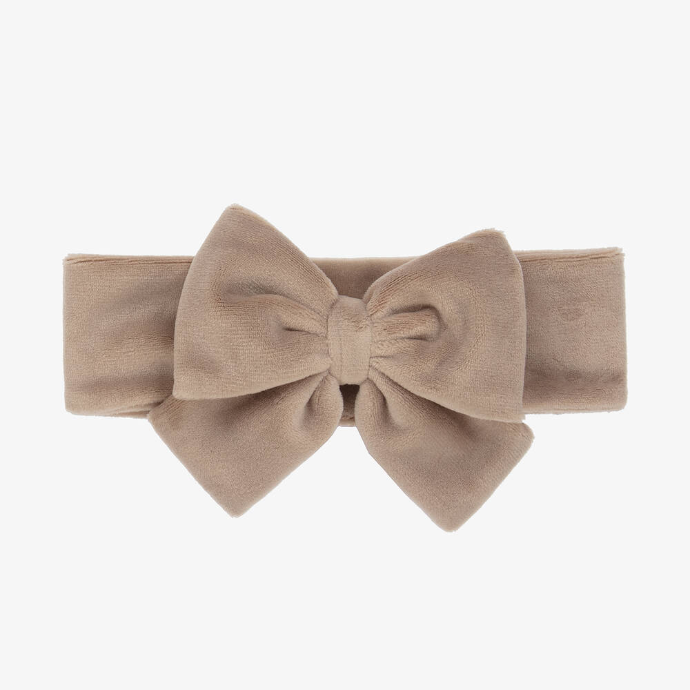 Jamiks - Girls Beige Velour Bow Headband | Childrensalon