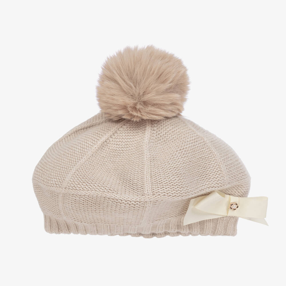 Jamiks - Girls Beige Wool & Cashmere Beret | Childrensalon