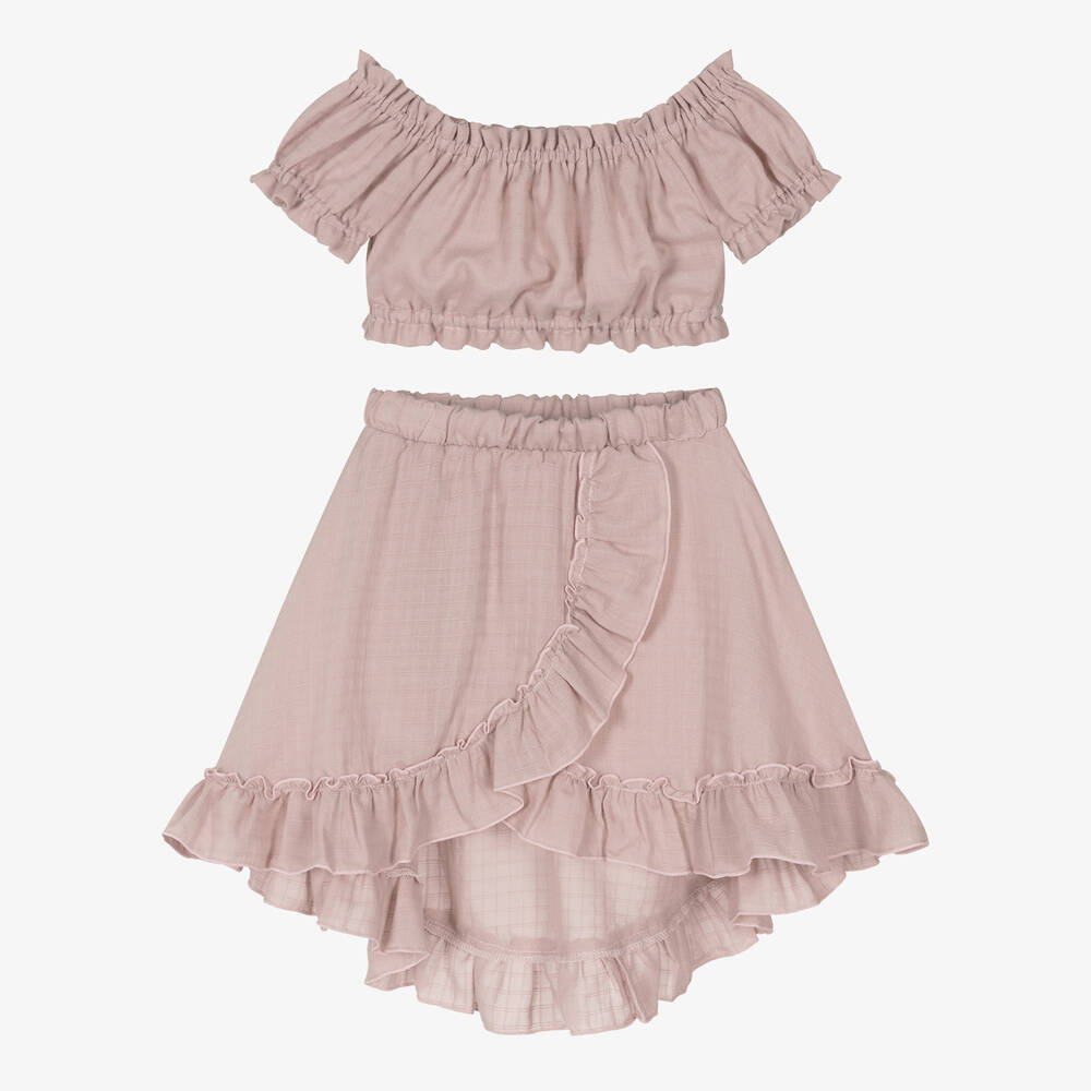 Jamiks Kids' Girls Pink Cotton Skirt Set