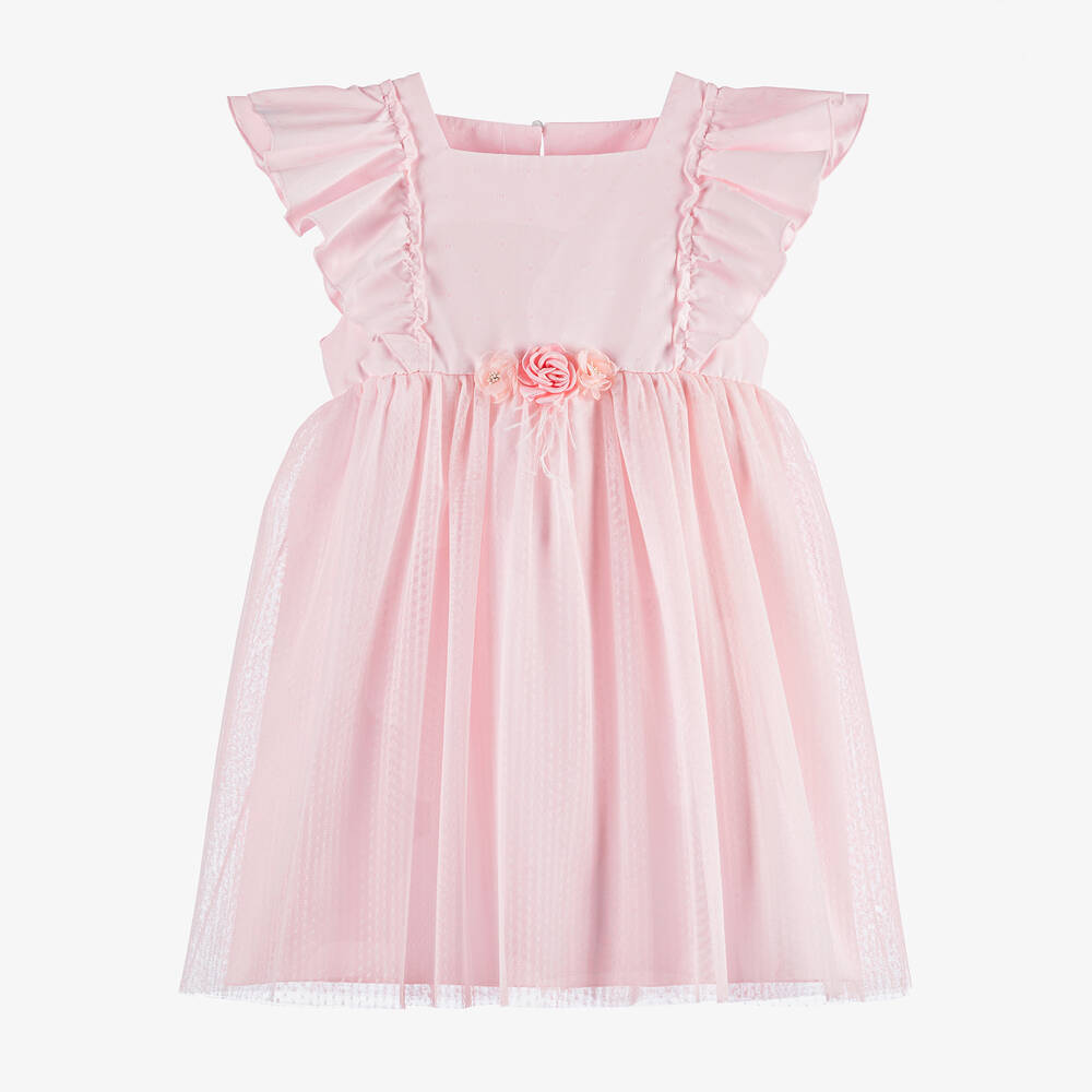 Jamiks - Girls Pink Cotton & Tulle Dress | Childrensalon