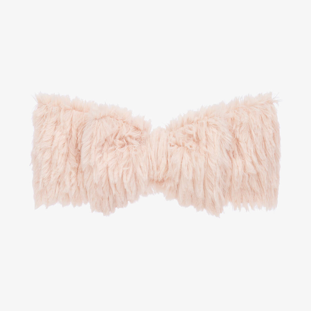 Jamiks - Girls Pink Faux Fur Bow Headband | Childrensalon