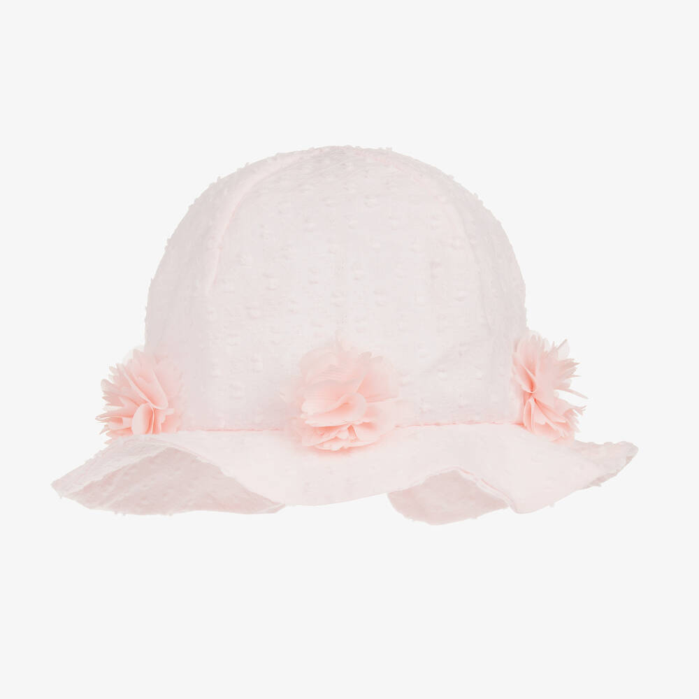 Jamiks - Girls Pink Flower Cotton Hat | Childrensalon