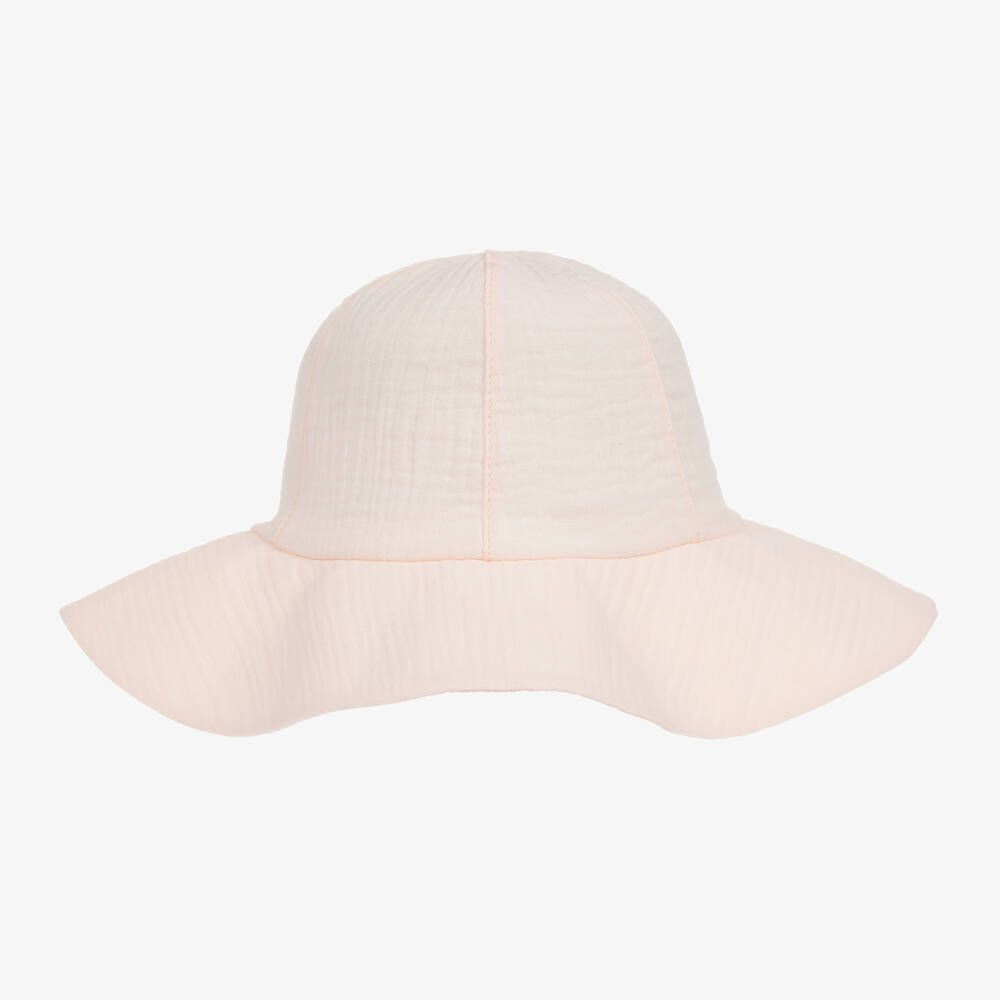 Jamiks - Girls Pink Organic Cotton Sun Hat | Childrensalon