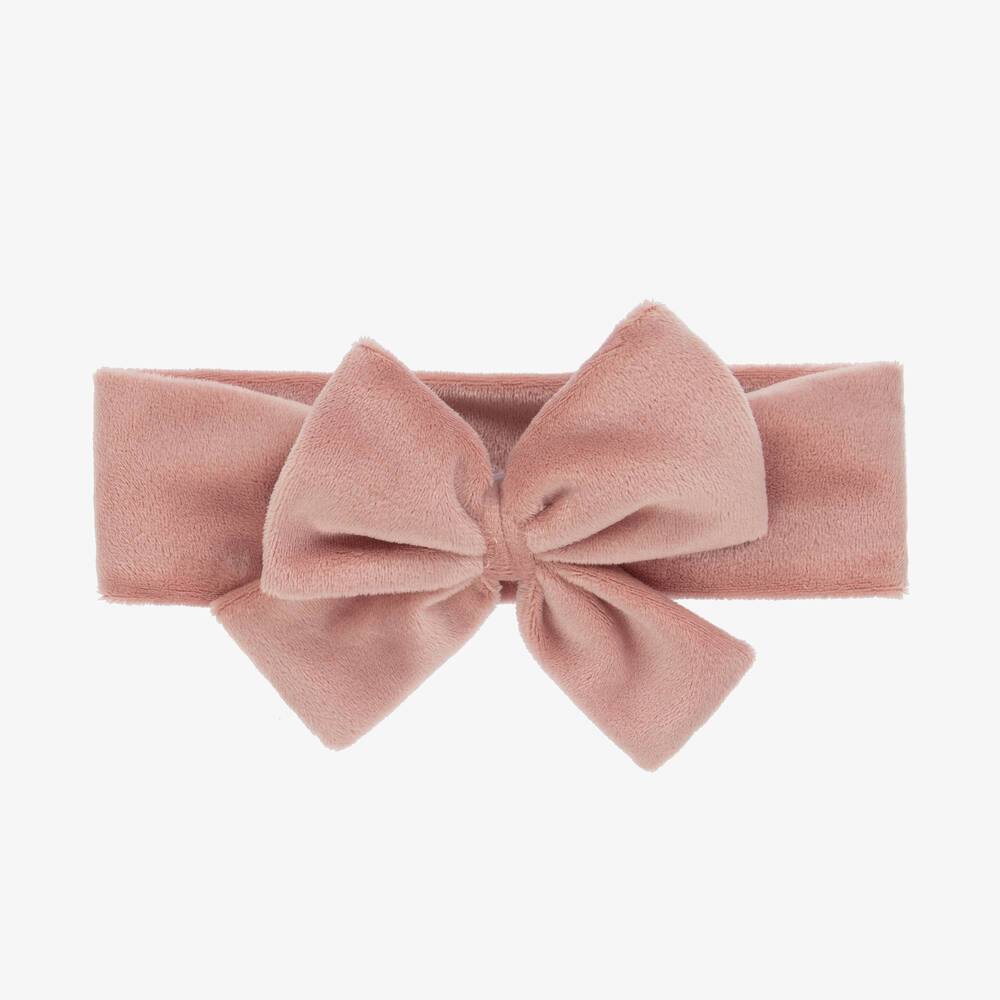 Jamiks - Girls Pink Velour Bow Headband | Childrensalon