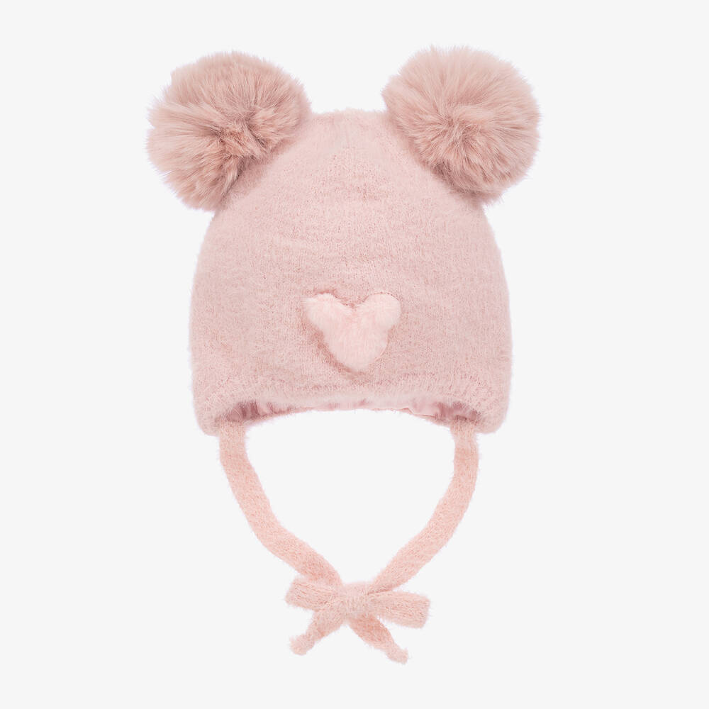 Jamiks - Girls Pink Wool & Cashmere Pom-Pom Hat | Childrensalon