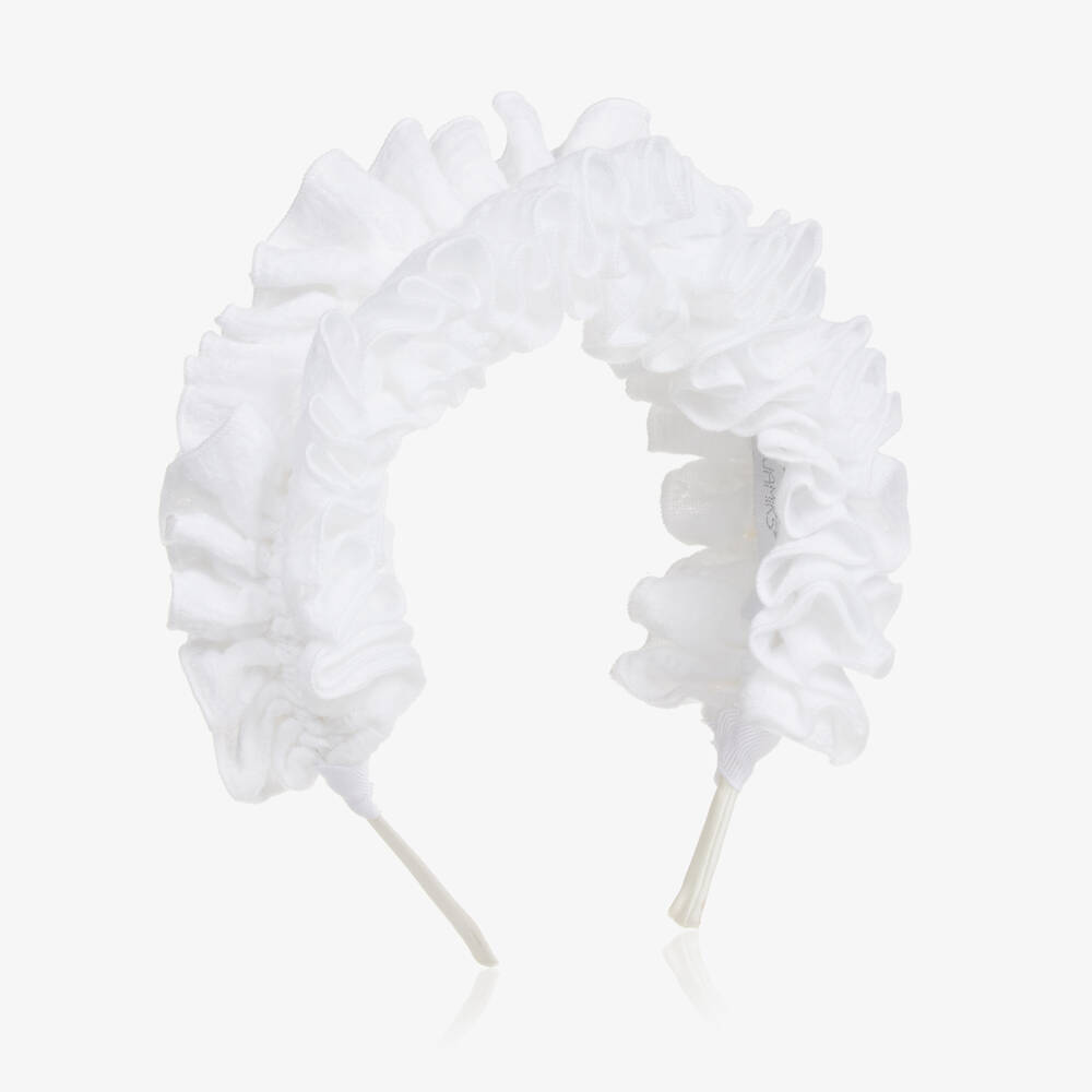 Jamiks - Girls White Ruffle Hairband | Childrensalon