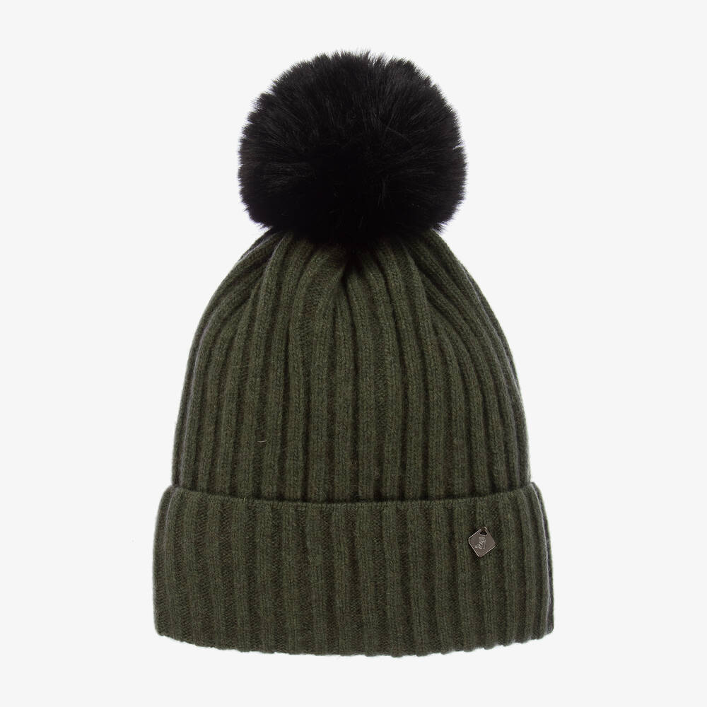 Jamiks - Green Merino Wool Pom-Pom Hat | Childrensalon