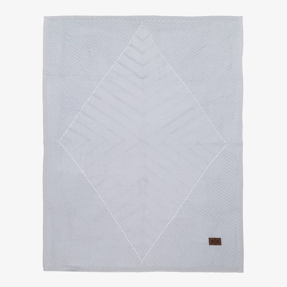 Jamiks Grey Viscose Knit Baby Blanket (100cm) In Gray