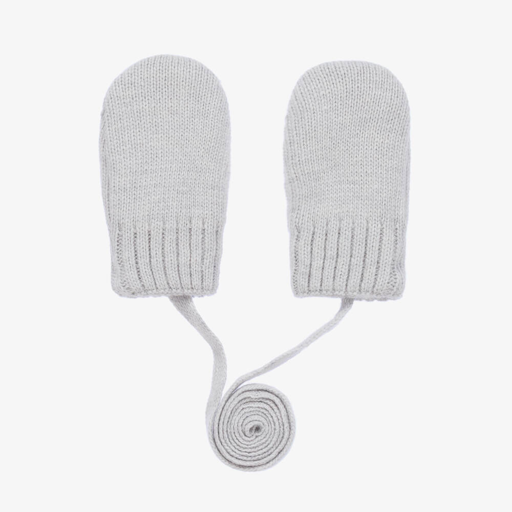 Jamiks - Grey Wool & Cashmere Baby Mittens | Childrensalon