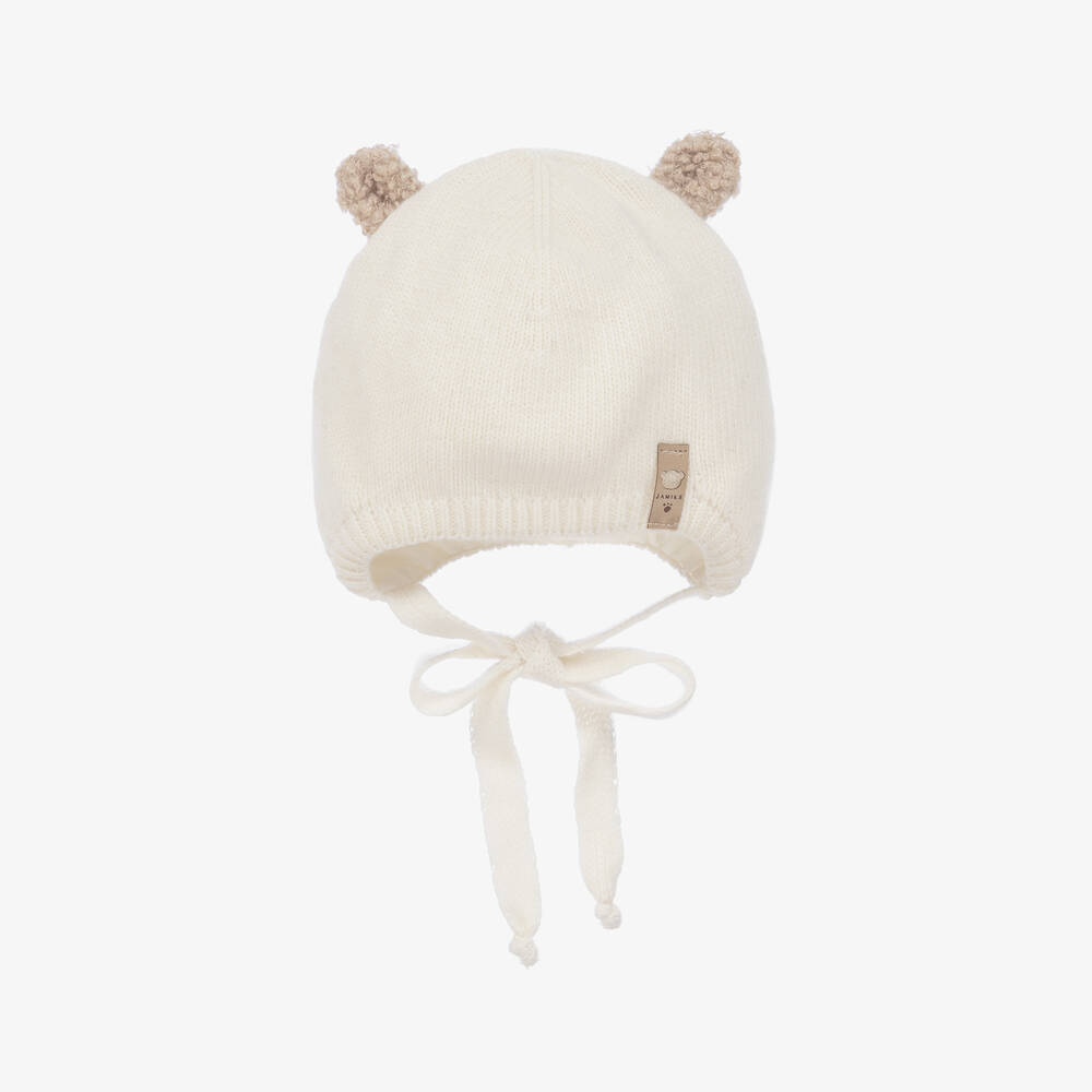 Jamiks - Ivory Wool Knit Baby Hat | Childrensalon