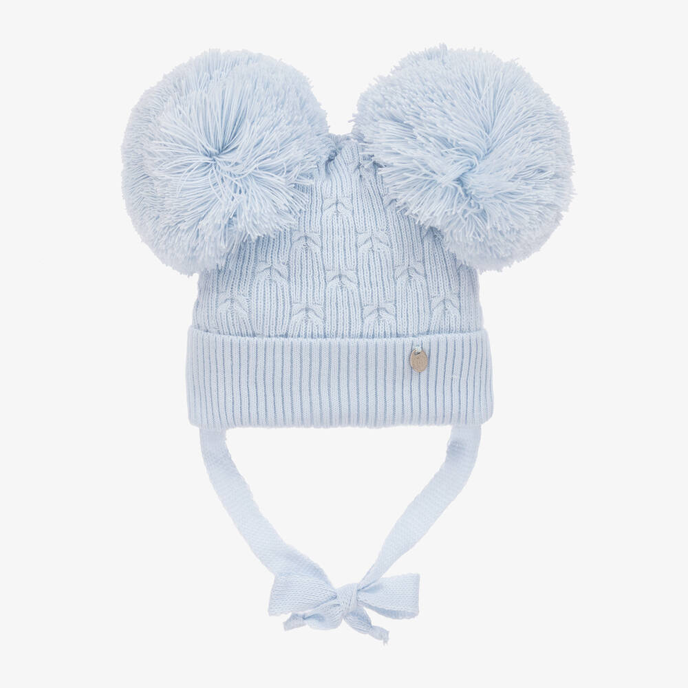 Jamiks - Pale Blue Knitted Pom-Pom Hat | Childrensalon