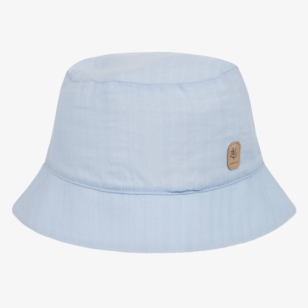 Jamiks - Pale Blue Organic Cotton Bucket Hat | Childrensalon