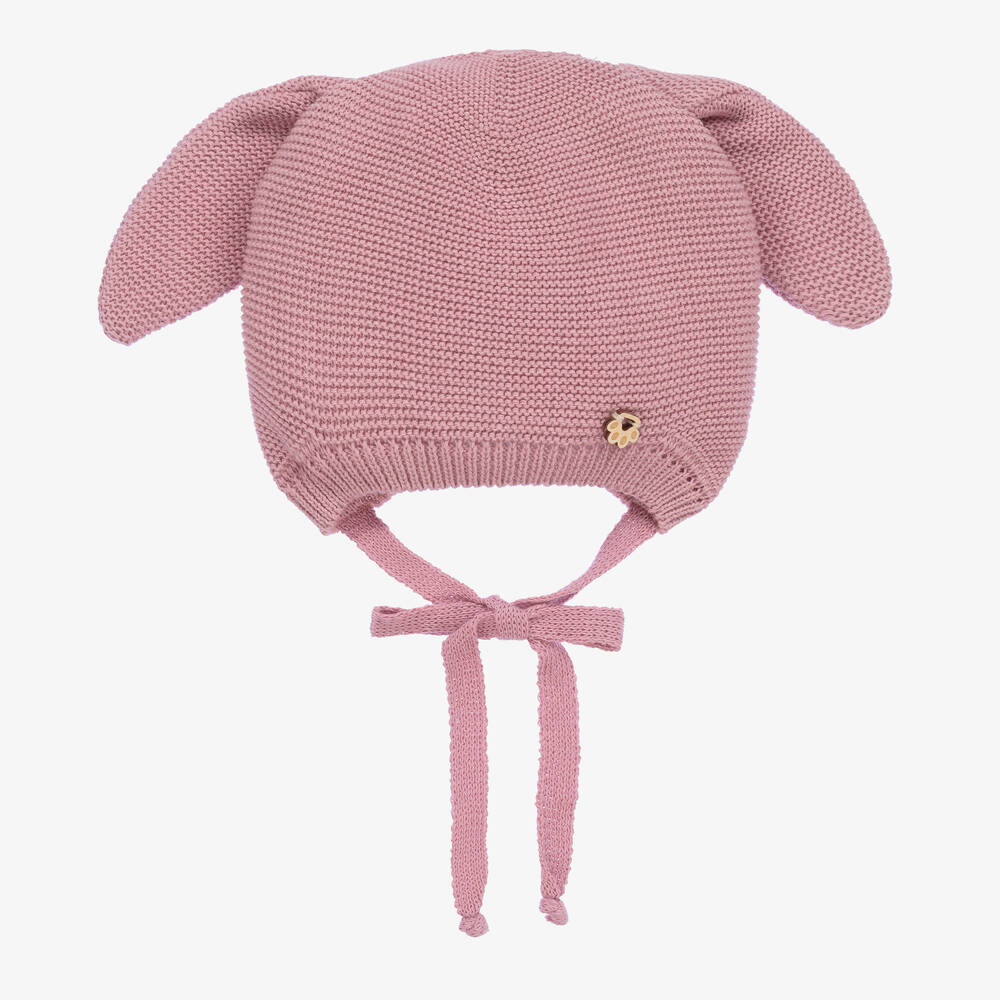 Jamiks - Pink Cotton Knit Bunny Ears Baby Hat | Childrensalon