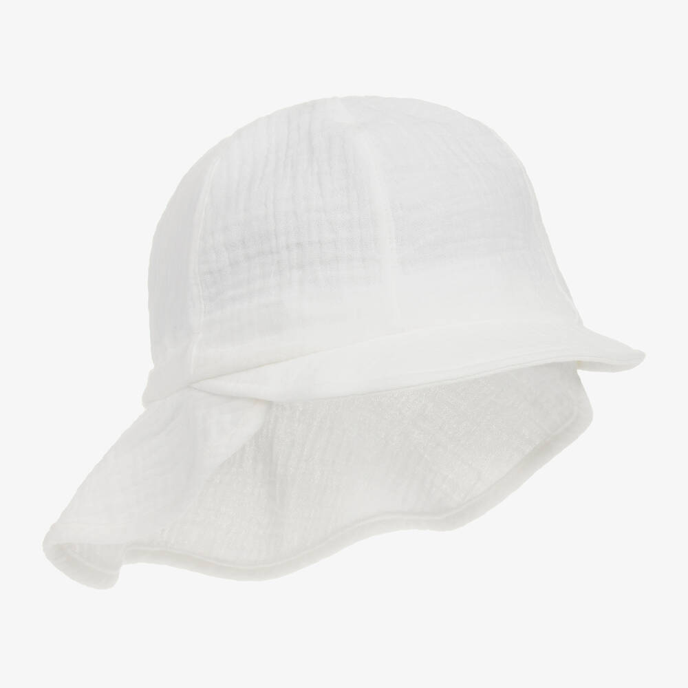 Jamiks - قبعة للشمس قطن عضوي لون أبيض | Childrensalon