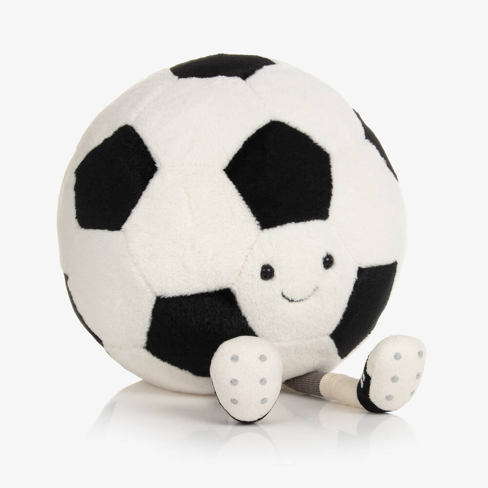 Jellycat - لعبة طريّة كرة قدم لون أسود وأبيض (23سم) | Childrensalon