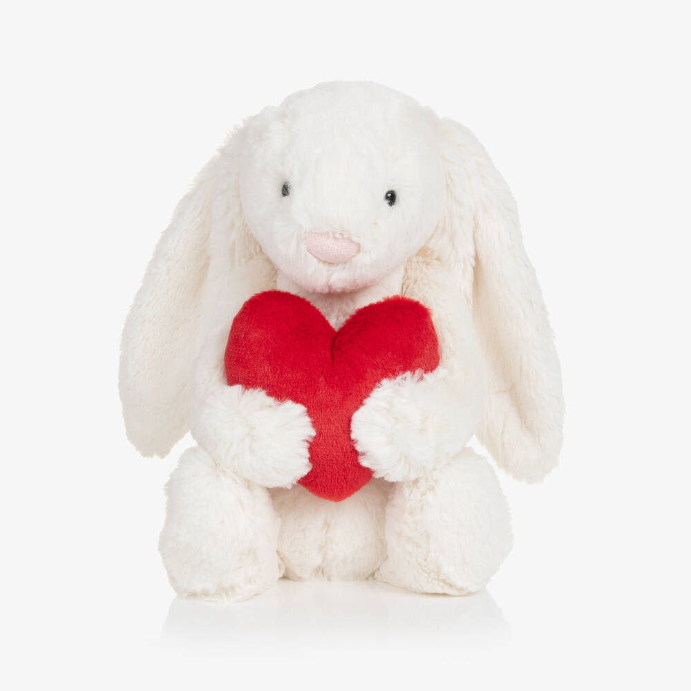 Jellycat - Ivory Bashful Love Heart Bunny Toy (31cm) | Childrensalon