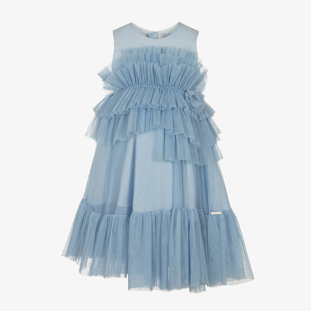 Jessie and James London - Girls Blue Ruffle Tulle Dress | Childrensalon