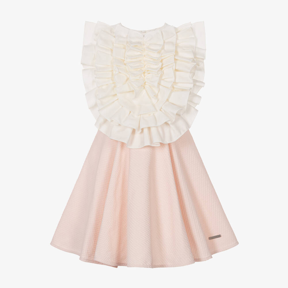 Jessie and James London - Girls Ivory & Pink Cotton Dress | Childrensalon