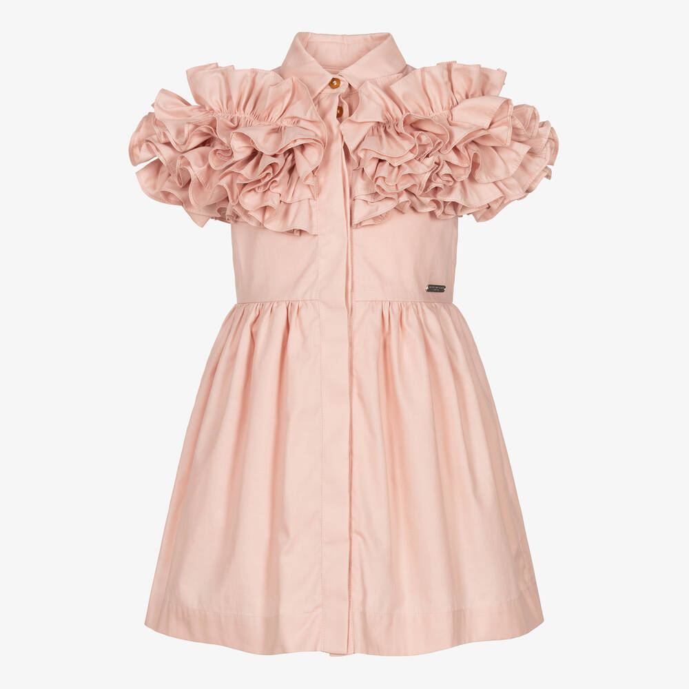 Jessie and James London - Girls Pink Cotton Ruffles Dress | Childrensalon
