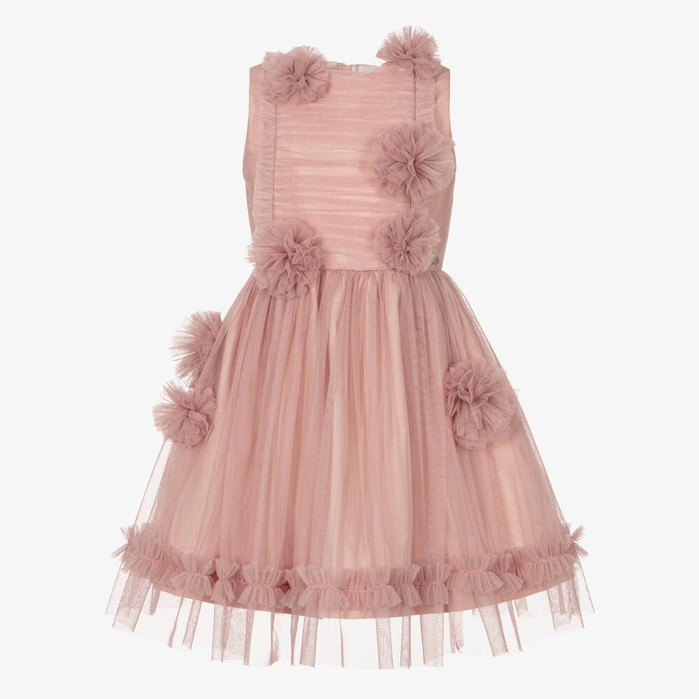 Jessie and James London - Girls Pink Tulle Flower Dress | Childrensalon