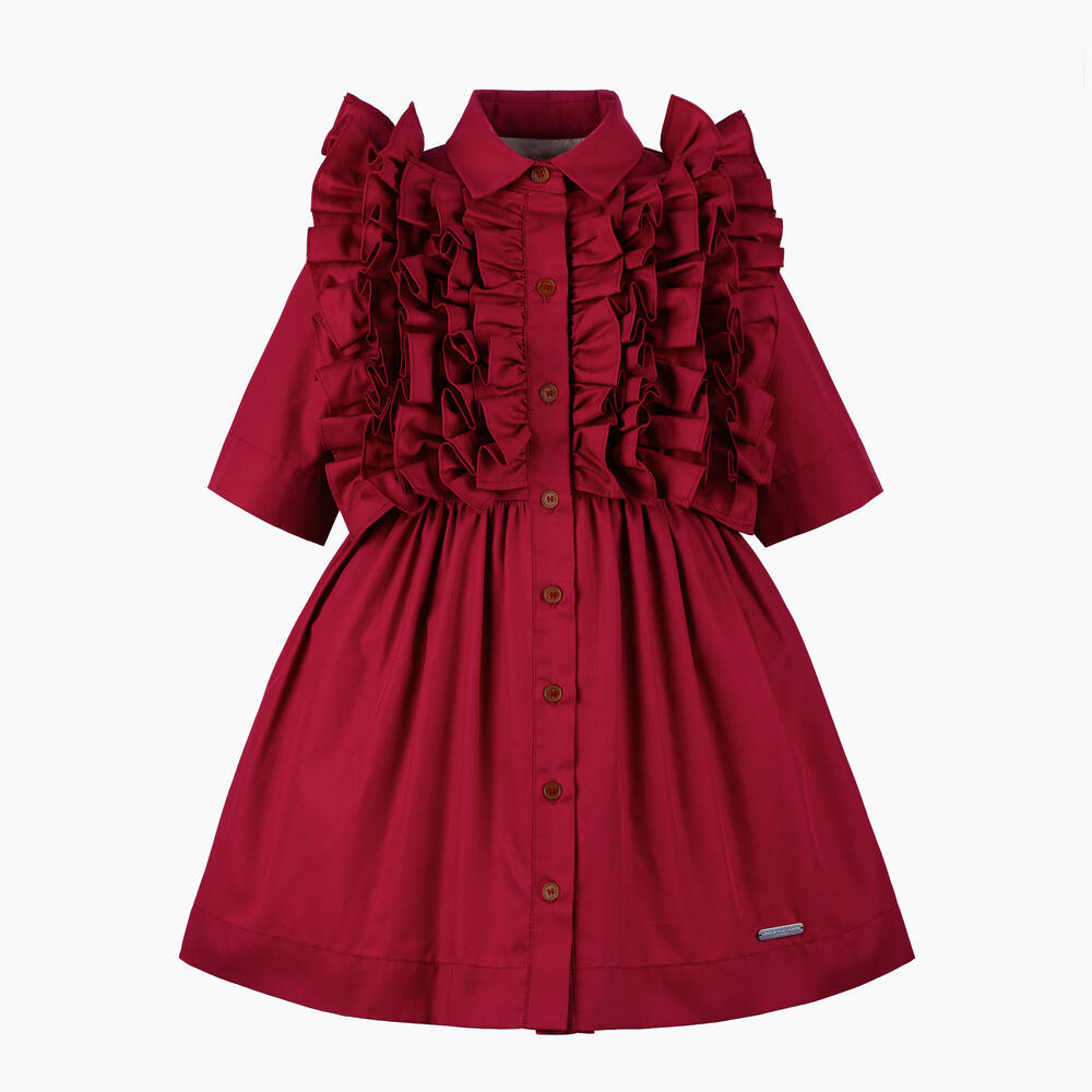 Jessie And James London Babies'  Girls Red Cotton Ruffle Dress