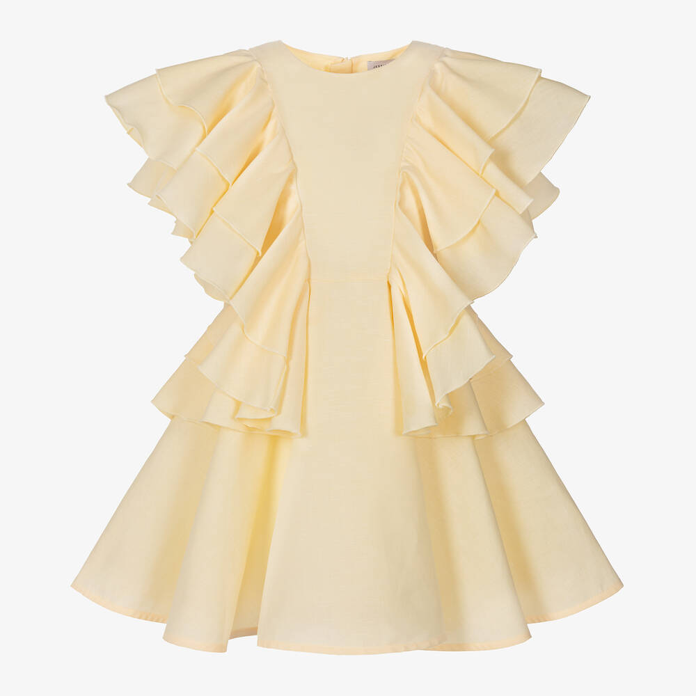Jessie and James London - Girls Yellow Cotton Ruffle Dress | Childrensalon