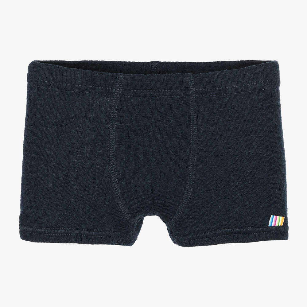 Joha - Boys Blue Merino Wool Boxer Shorts | Childrensalon