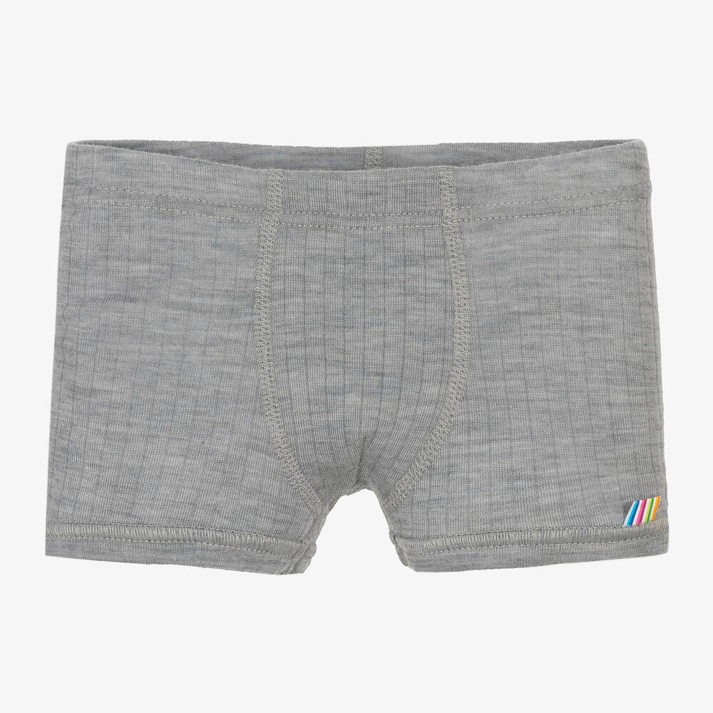Joha - Boys Grey Merino Wool Boxer Shorts | Childrensalon