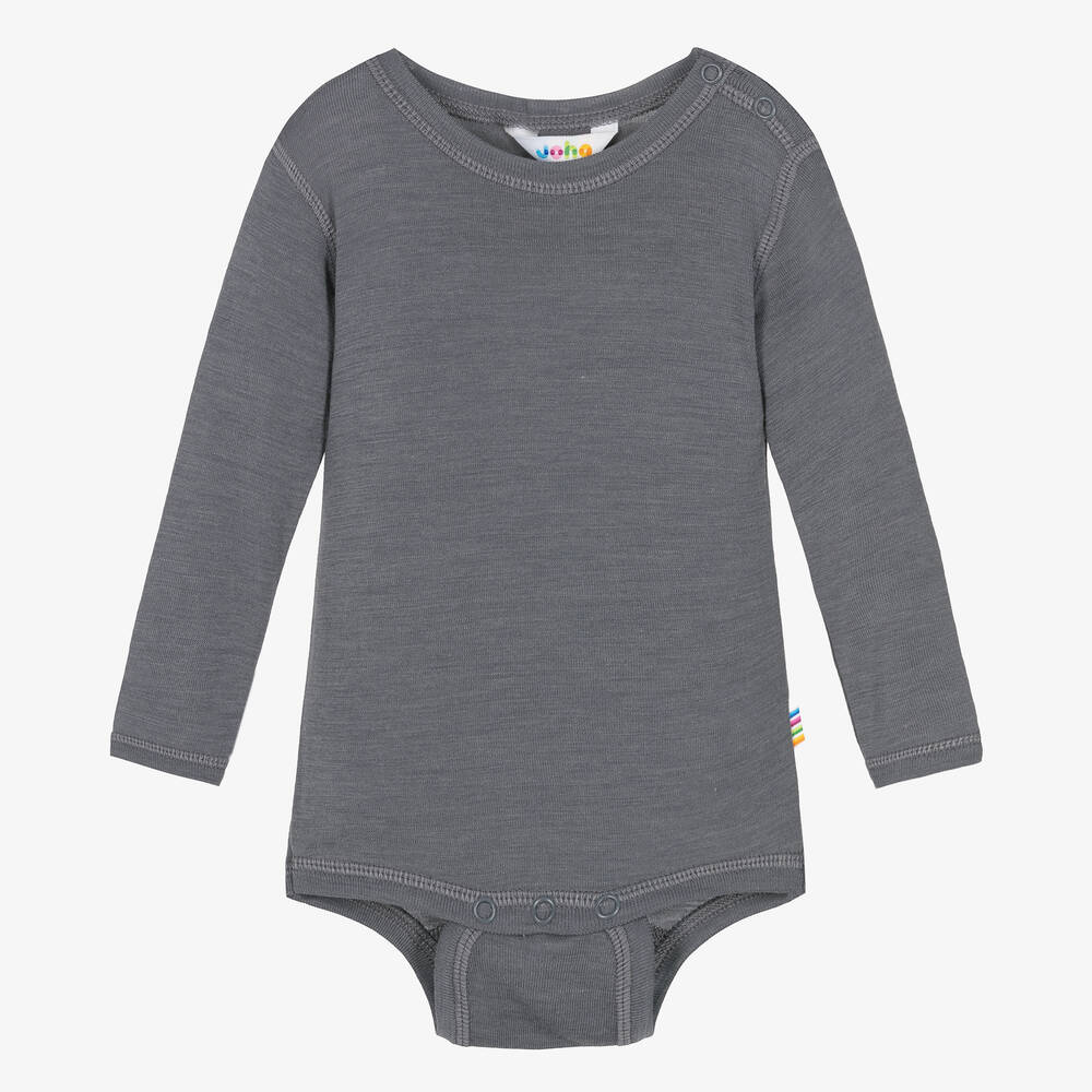 Joha - Body gris en laine mérinos et soie bébé | Childrensalon