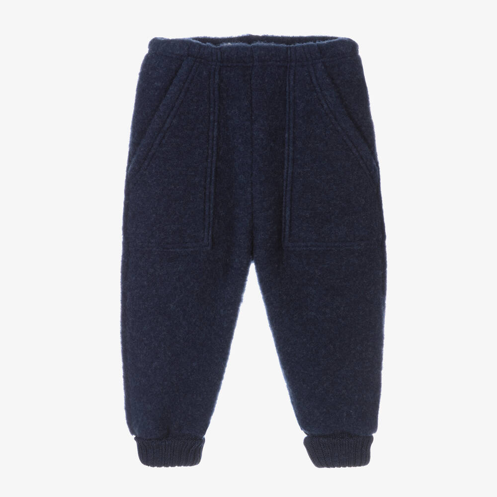Joha - Navy Blue Thermal Wool Joggers | Childrensalon