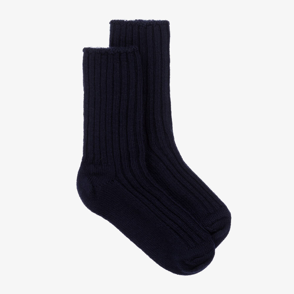 Joha - Navy Blue Thermal Wool Socks | Childrensalon