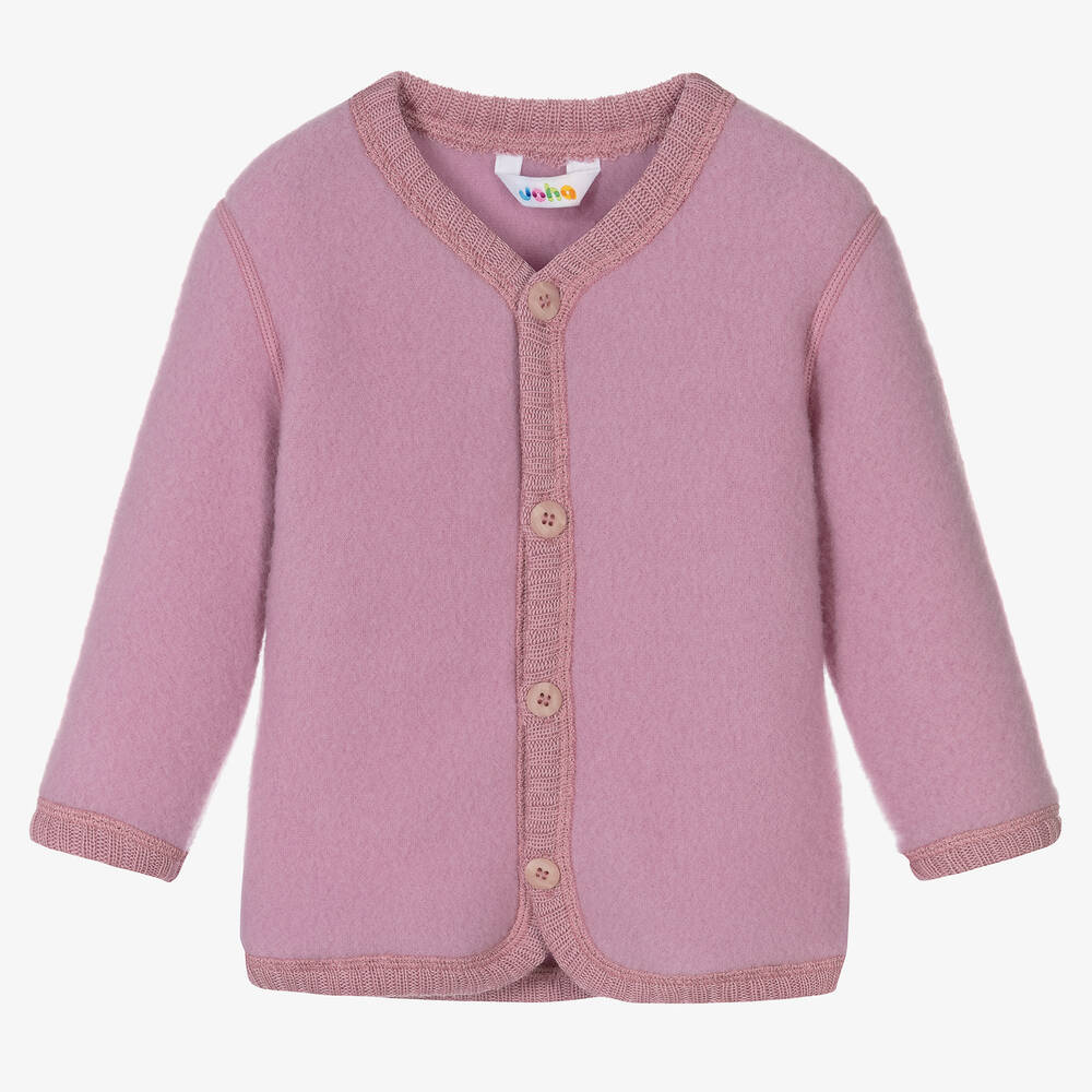 Joha - Cardigan rose en laine thermique | Childrensalon
