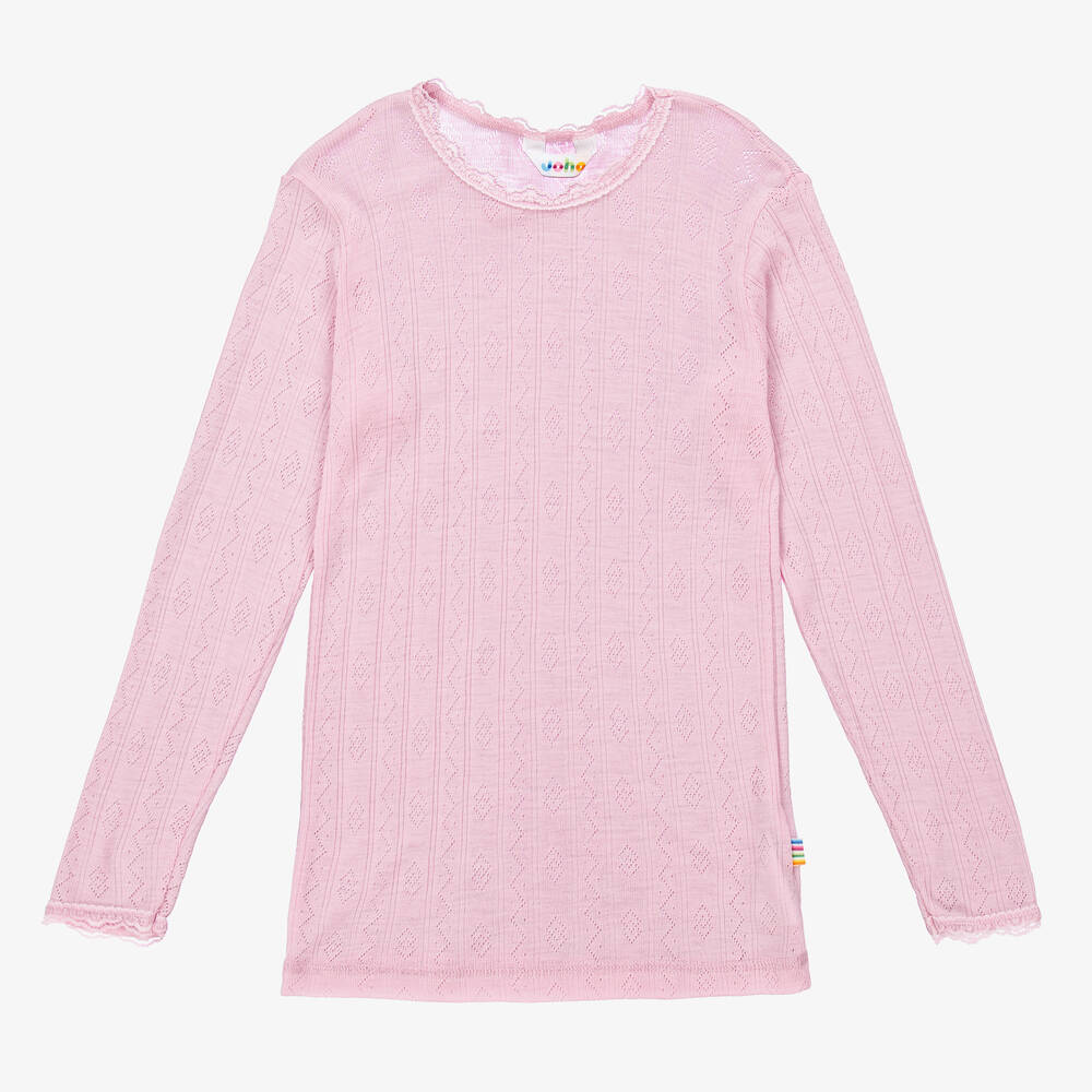 Joha - Pink Wool & Silk Thermal Top | Childrensalon