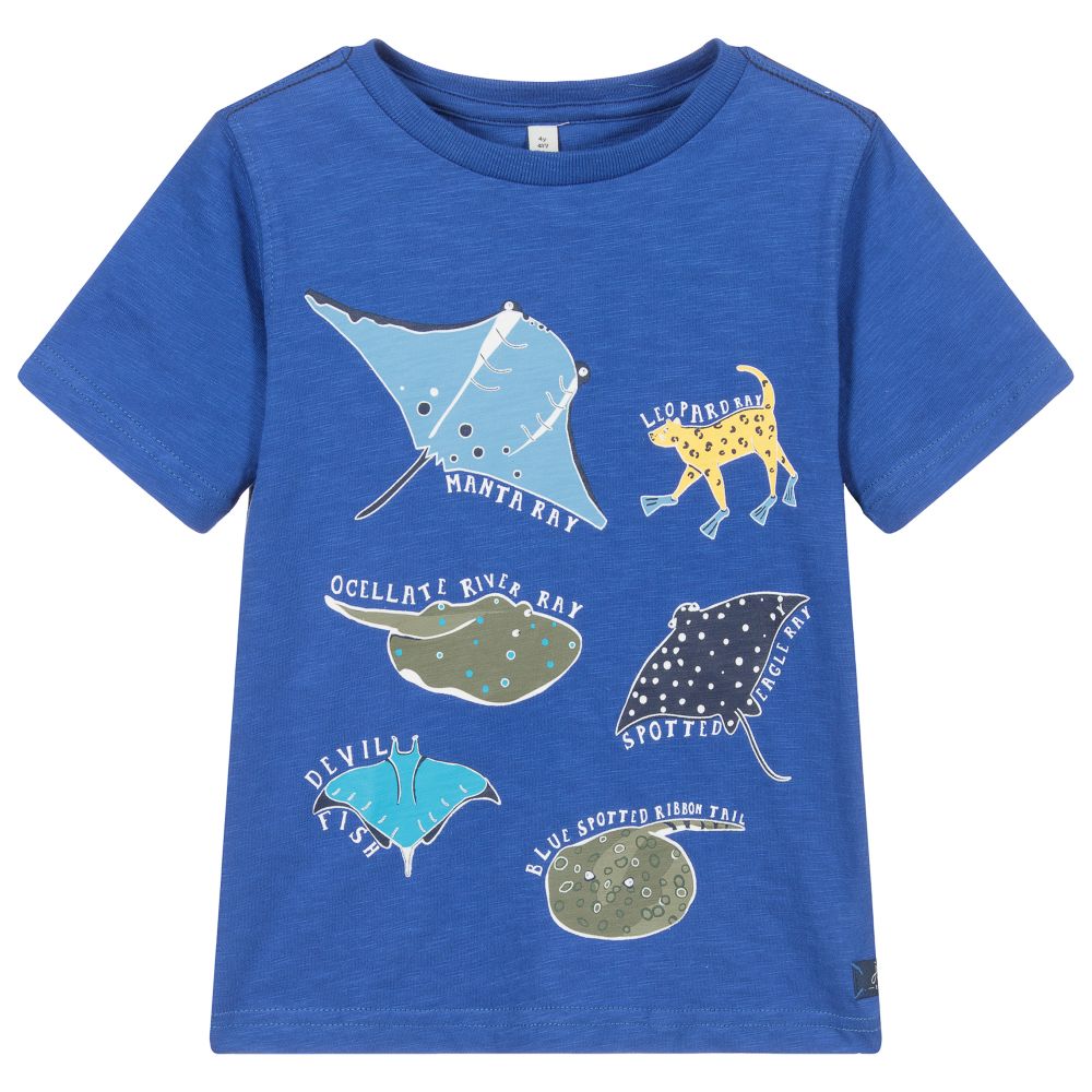 Joules Babies' Boys Blue Cotton Fish T-shirt