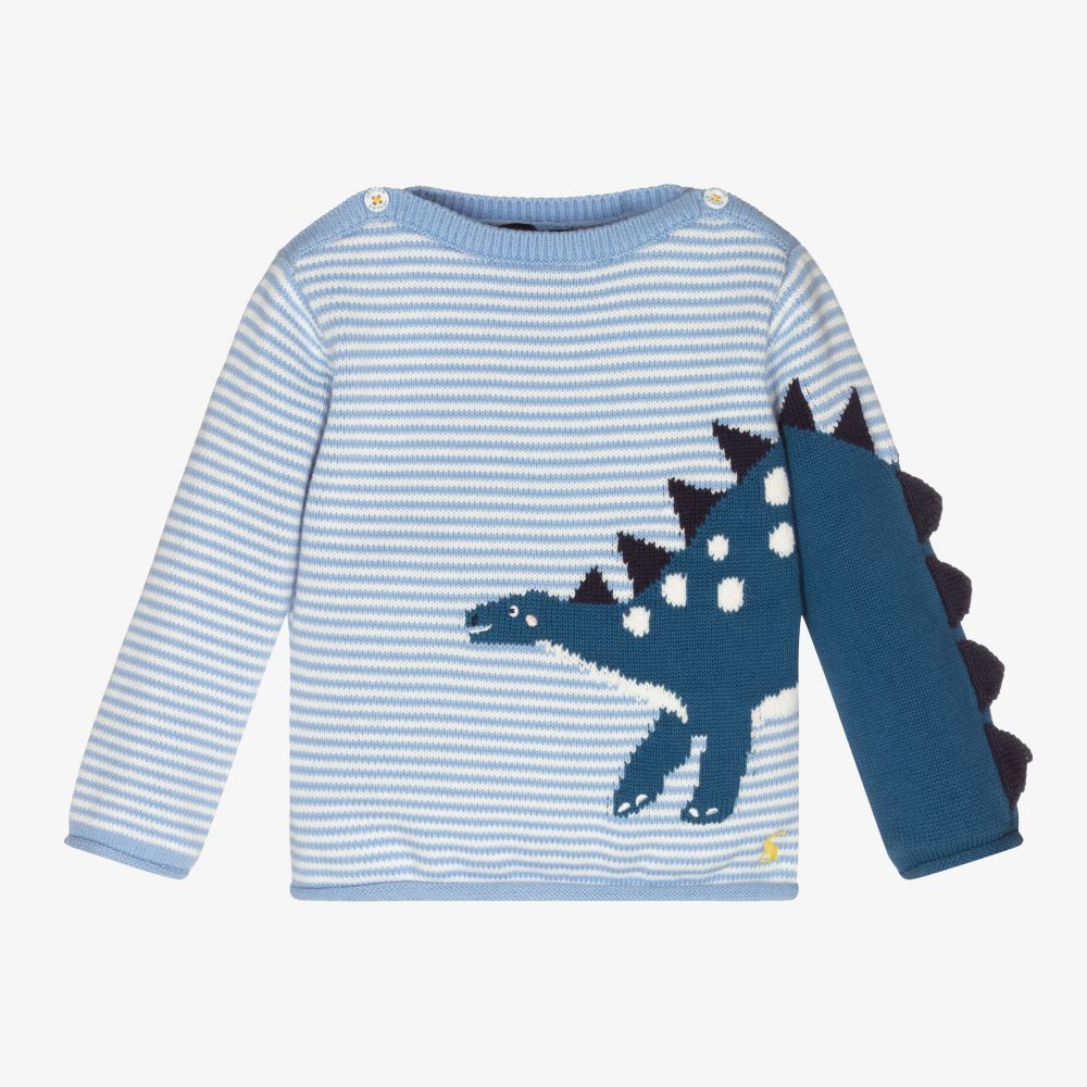 Joules - Blue Dino Cotton Baby Sweater | Childrensalon