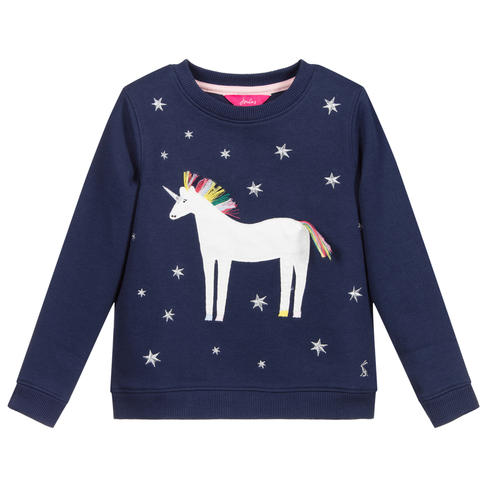 Joules - Navy Blue Unicorn Sweatshirt | Childrensalon