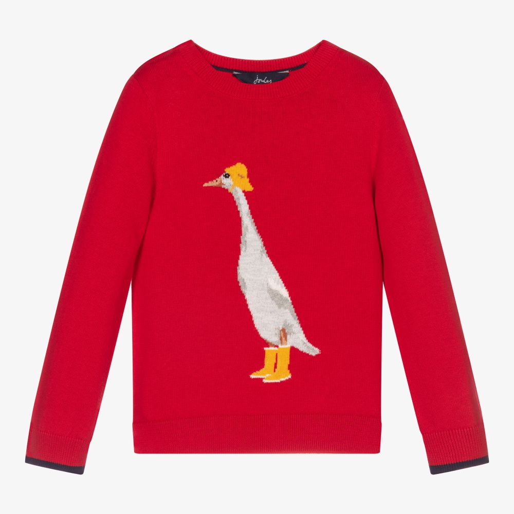 Joules Red Knitted Duck Sweater Childrensalon