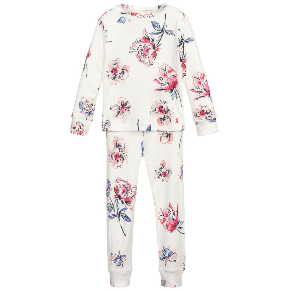 Joules Babies' Girls White Organic Cotton Pyjamas