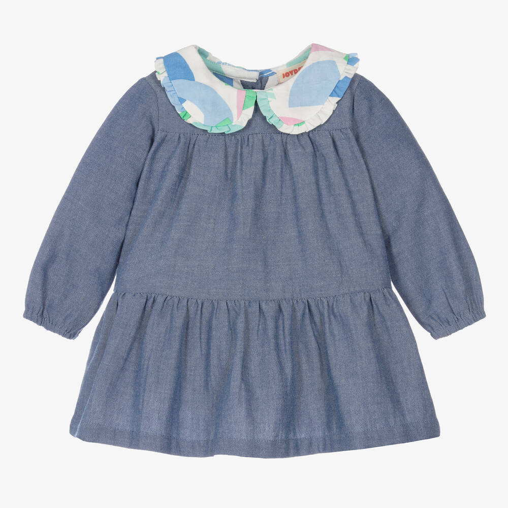 Joyday - Синее платье из шамбре для малышек | Childrensalon