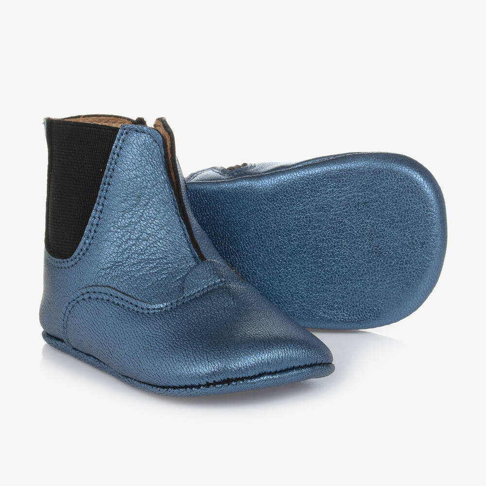 Joyday - Blue Leather Pre-Walker Baby Boots | Childrensalon