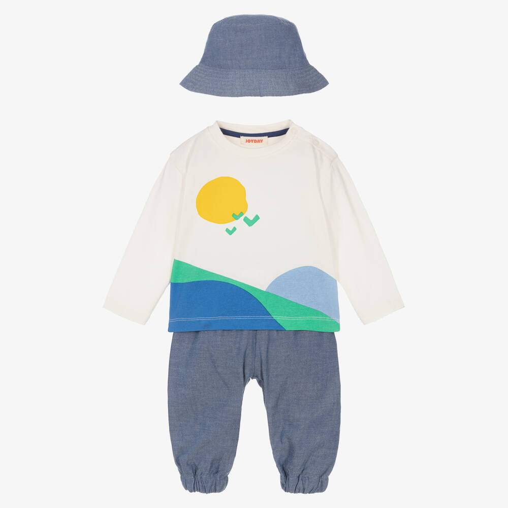 Joyday - Голубой комплект с брюками из шамбре для мальчика | Childrensalon