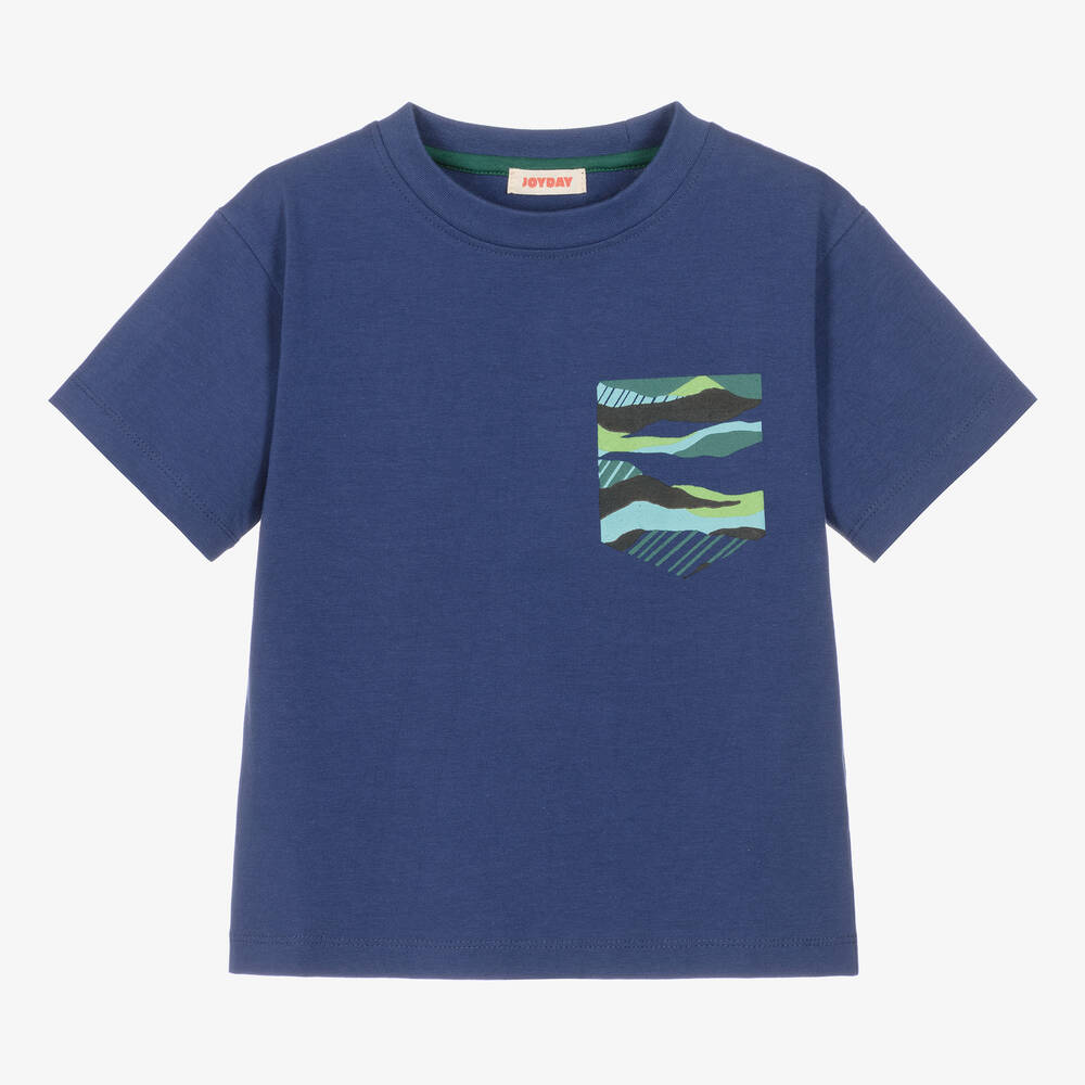 Joyday - Boys Blue Cotton Landscape T-Shirt | Childrensalon