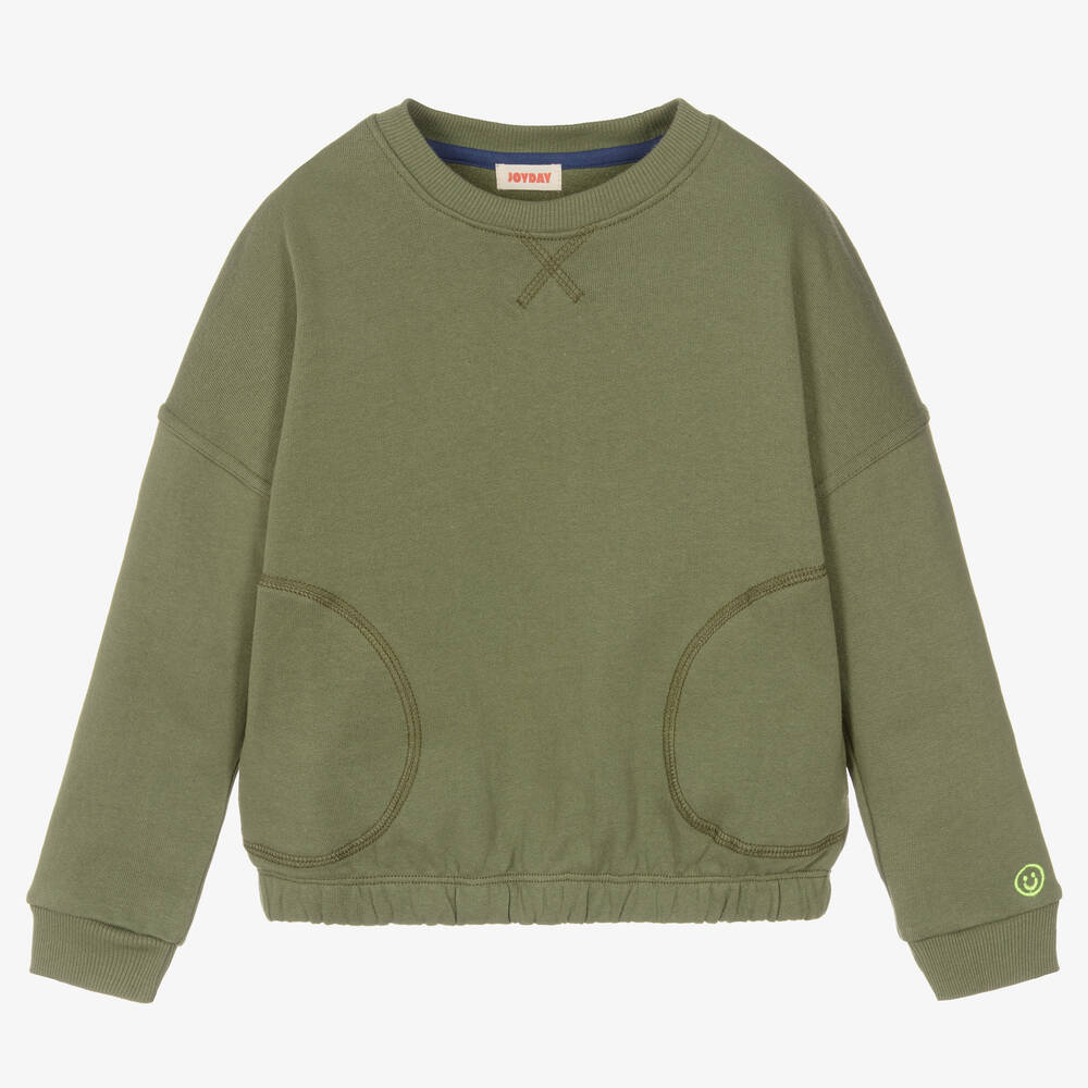Joyday - Boys Green Cotton Jersey Sweatshirt | Childrensalon